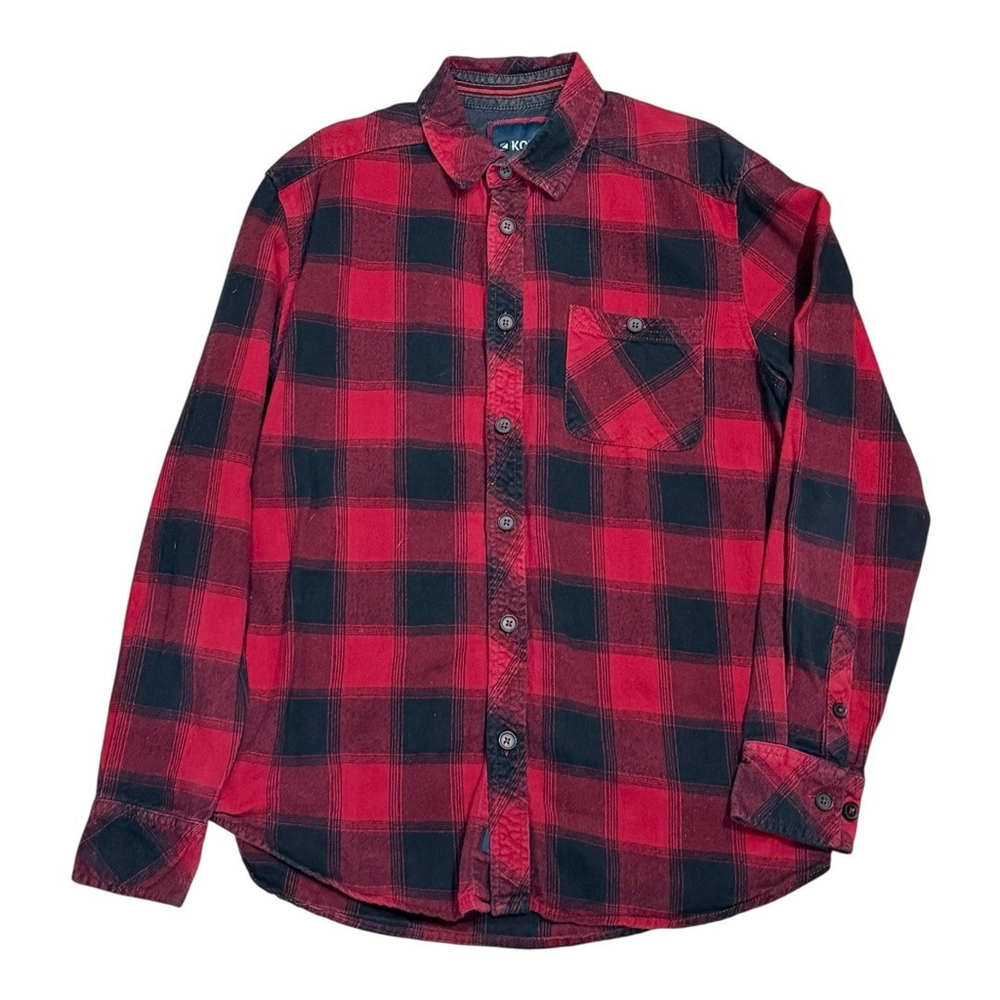 Kolby Shirt Mens Small Red Black Plaid Flannel Long Sleeve Button Front Pocket